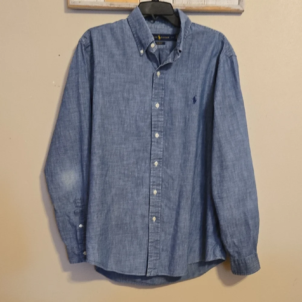 Men's Ralph Lauren Denim Blue Button-Down Shirt Sz Large - Picture 1 of 7